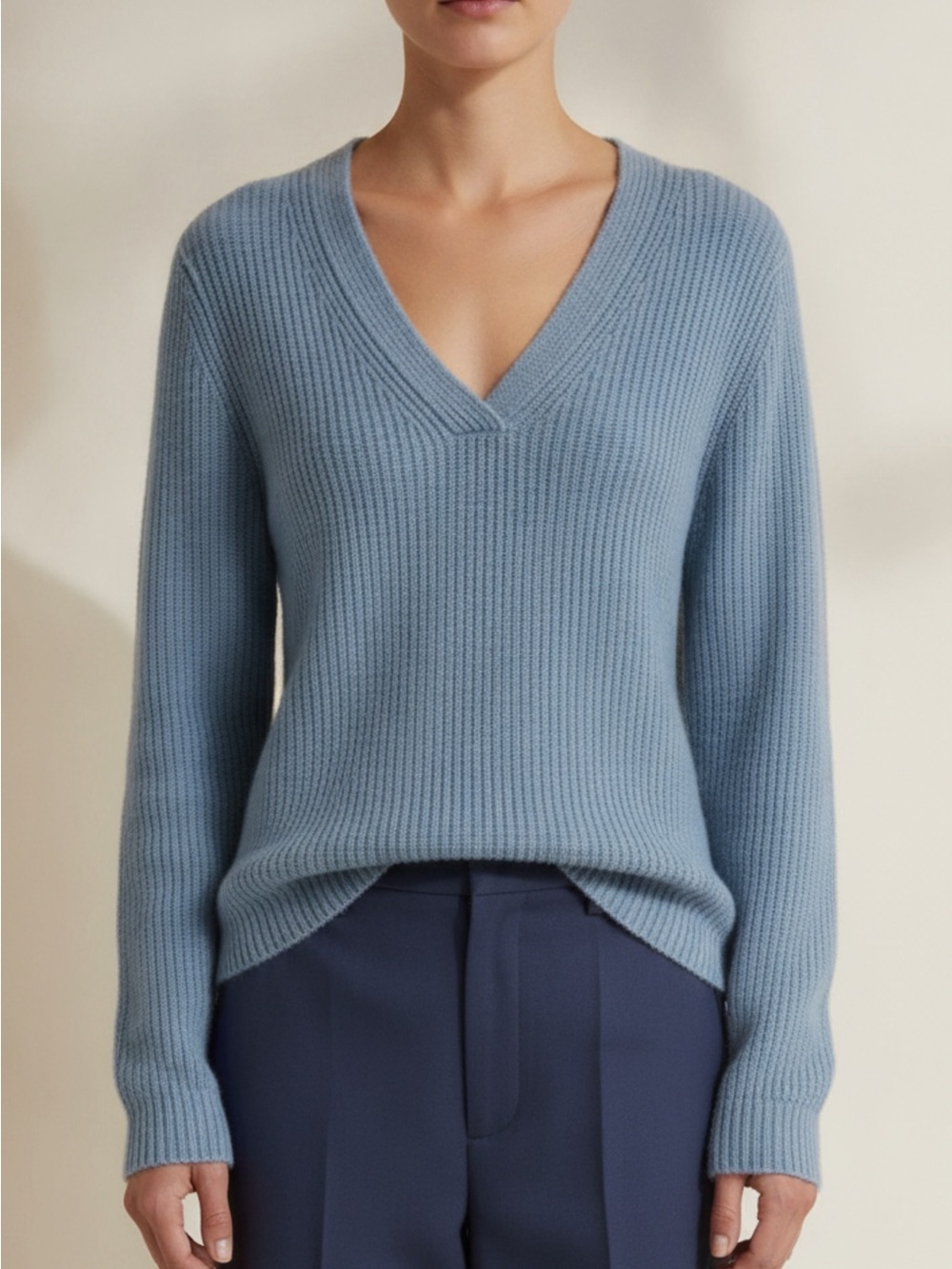 Vince Womens Sweater Sz S Wool-Cashmere Blend Soft Cozy Pull Shaker Stitch Blue